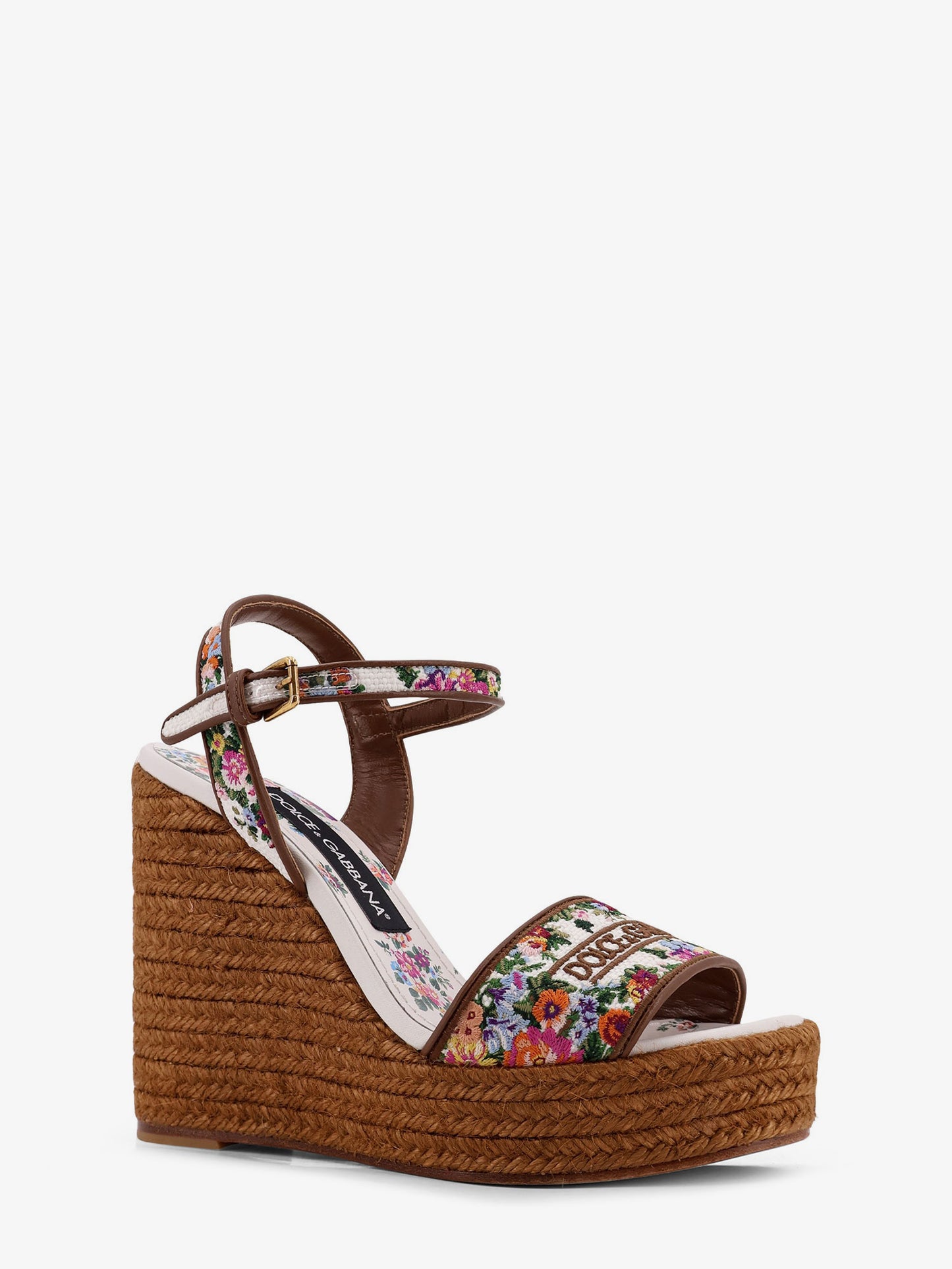 Raffia sandals with floral embroidery