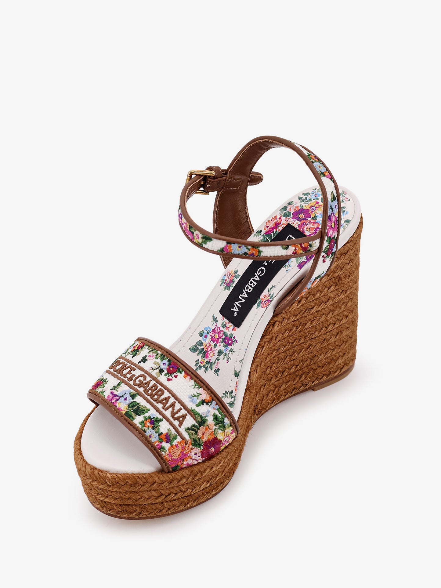 Raffia sandals with floral embroidery