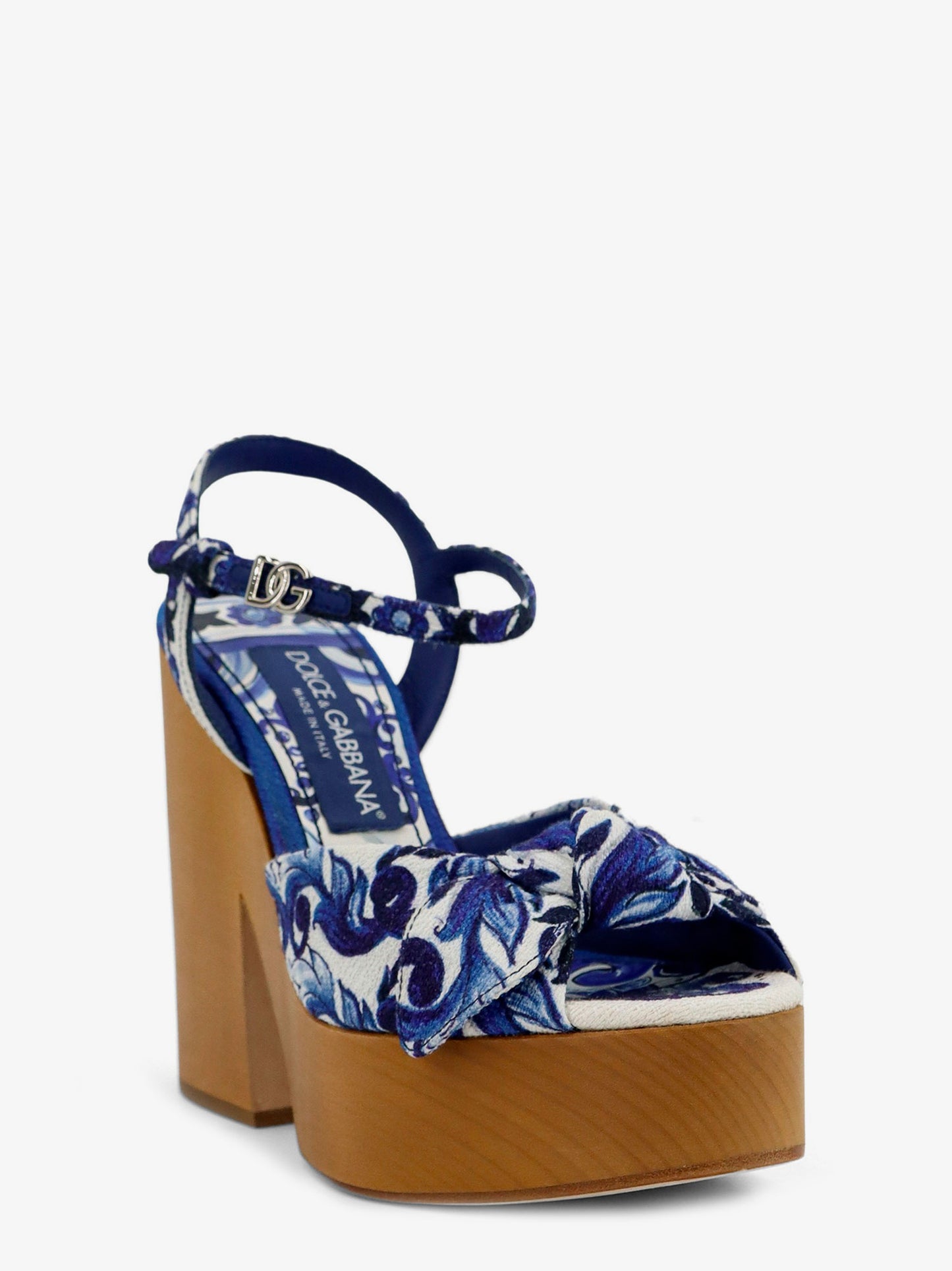 Canvas sandals with Maiolica print