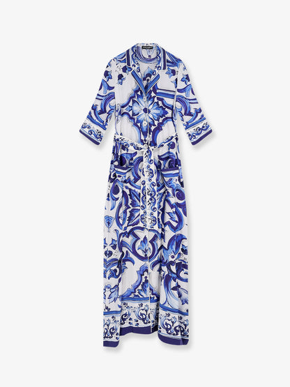Silk long dress with Maiolica print thumbnail