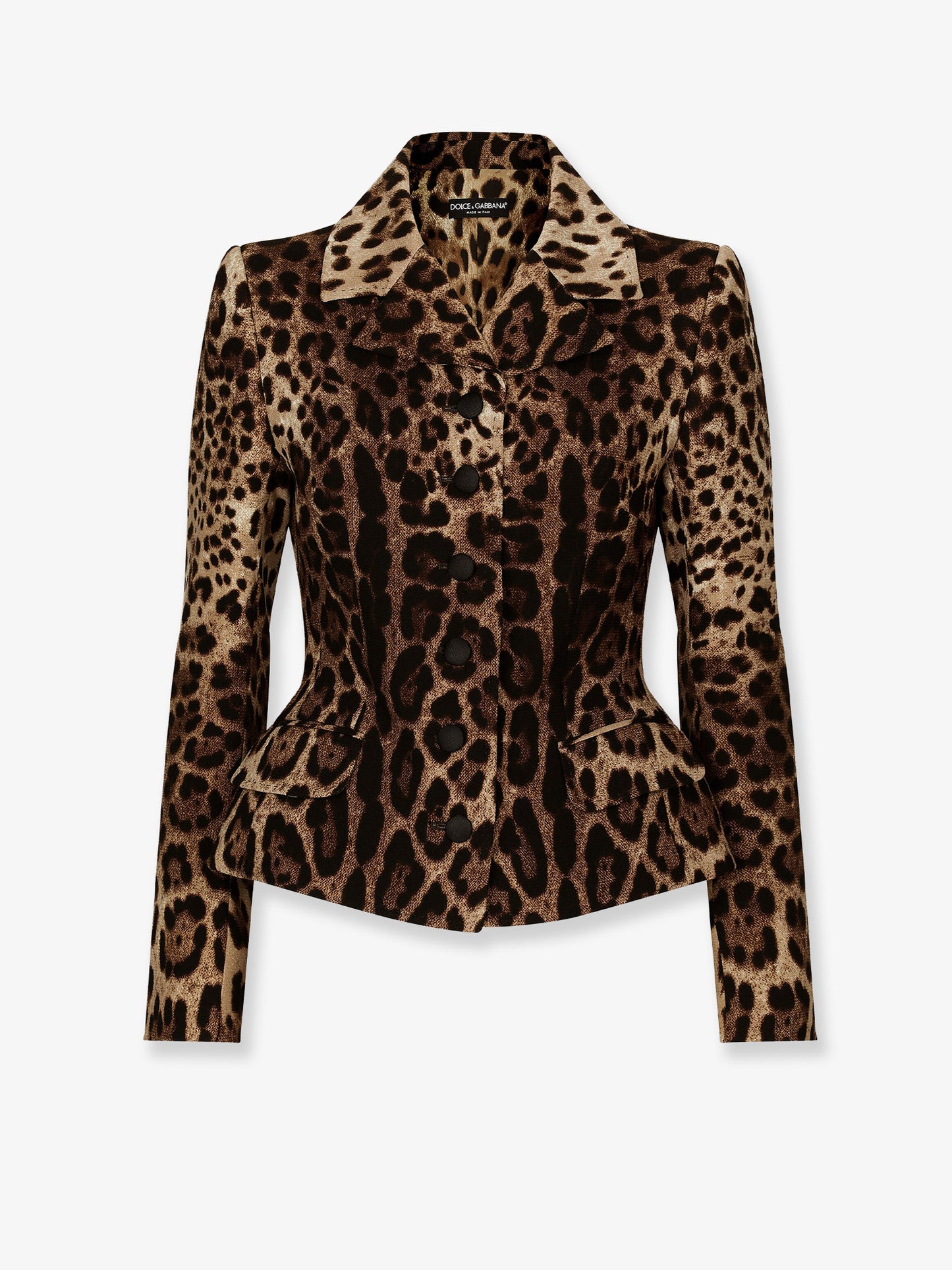 Double wool crêpe dress with Leopard print