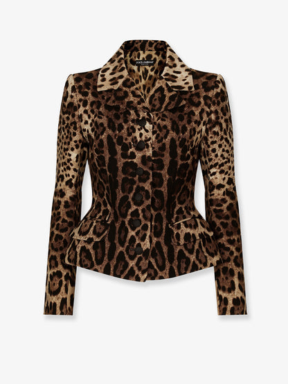 Double wool crêpe dress with Leopard print thumbnail