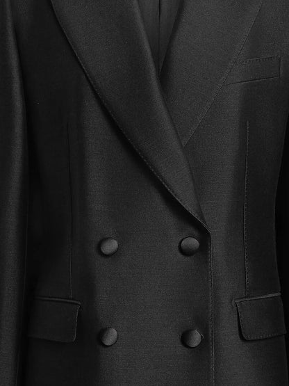 Double-breasted faille blazer thumbnail