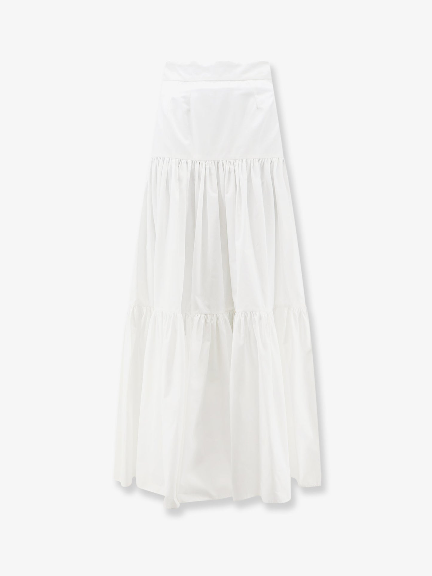 Flounced poplin long skirt