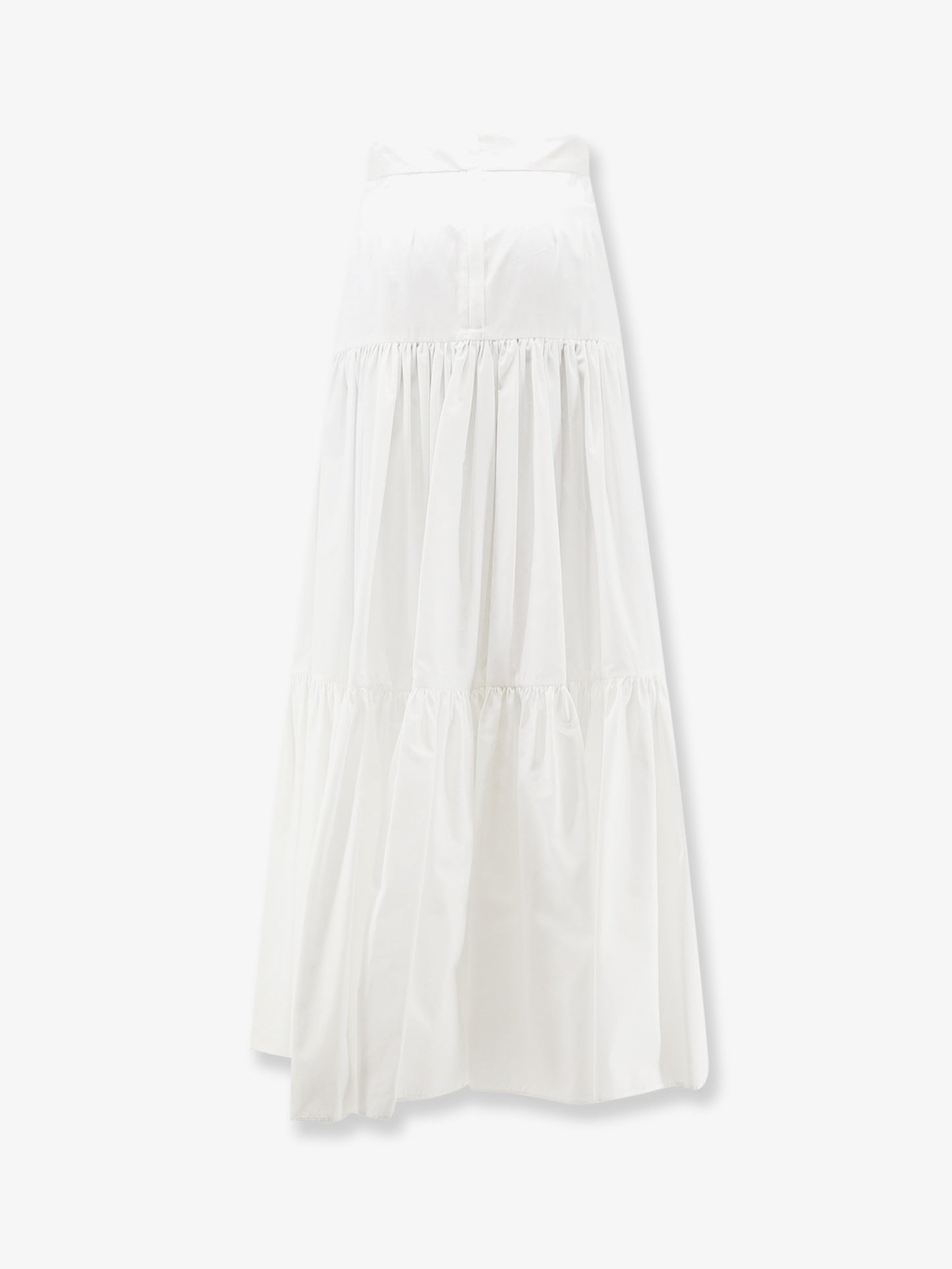 Flounced poplin long skirt