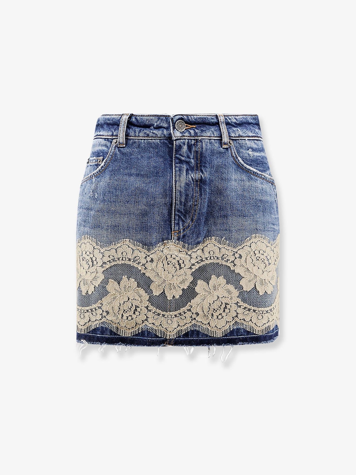 Denim skirt with lace
