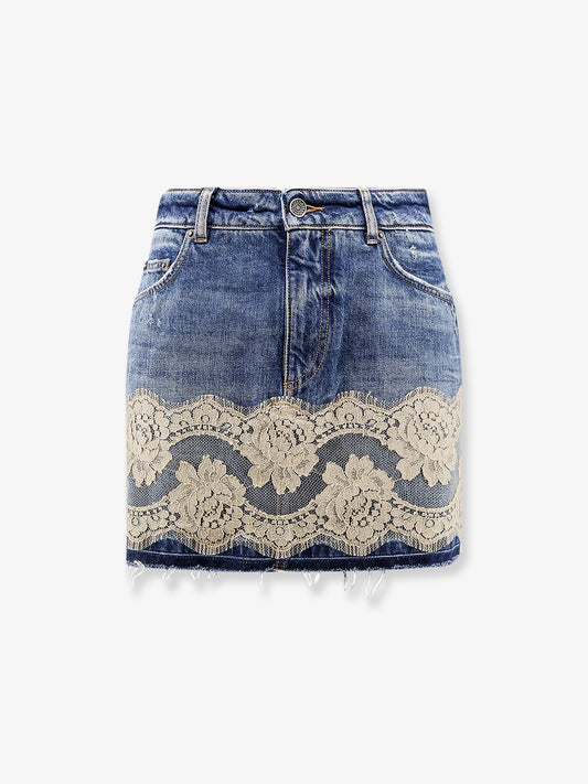 Denim skirt with lace