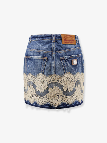 Denim skirt with lace thumbnail
