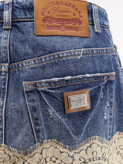Denim skirt with lace thumbnail