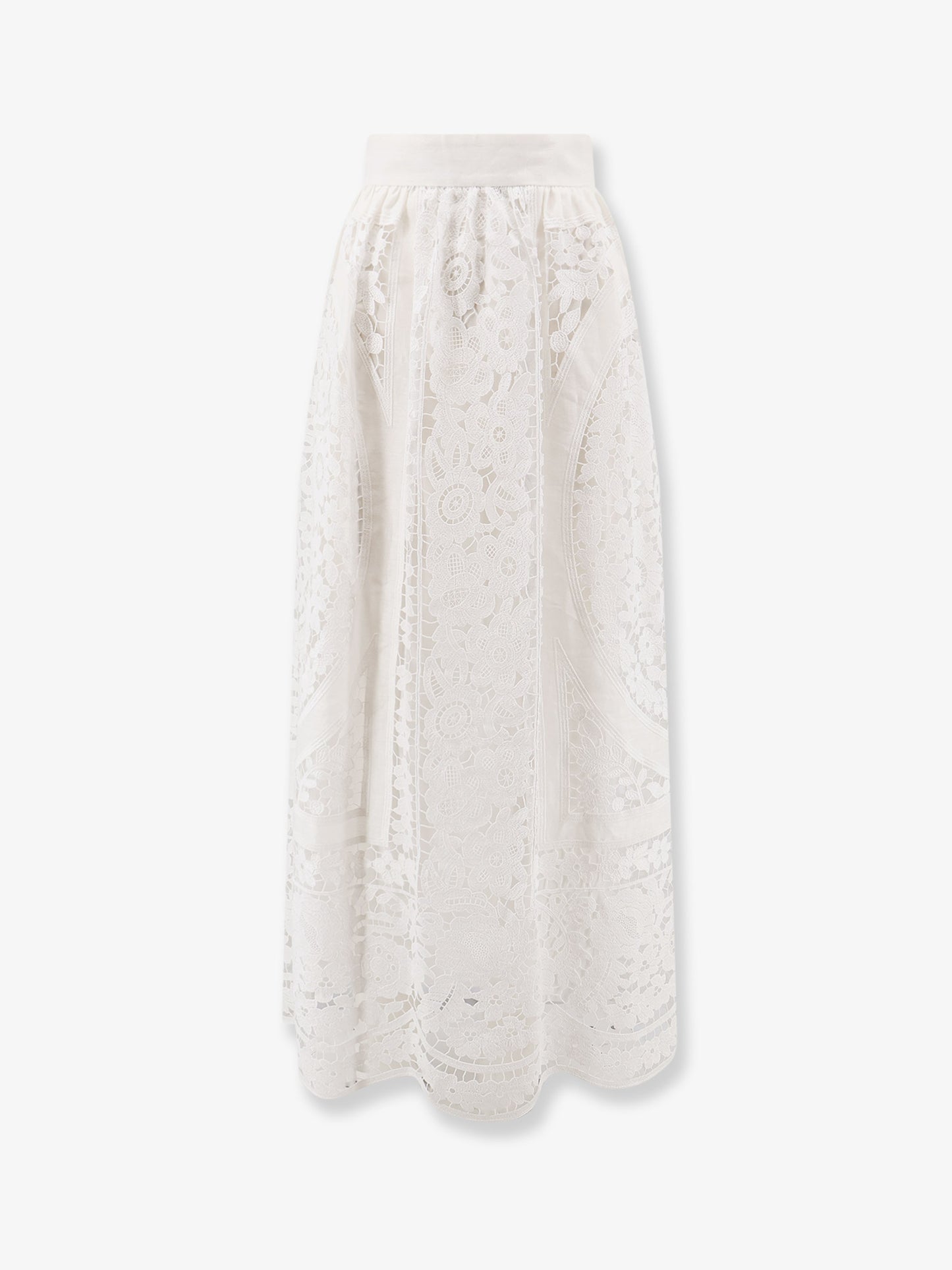Linen and cotton skirt with laces embroidery