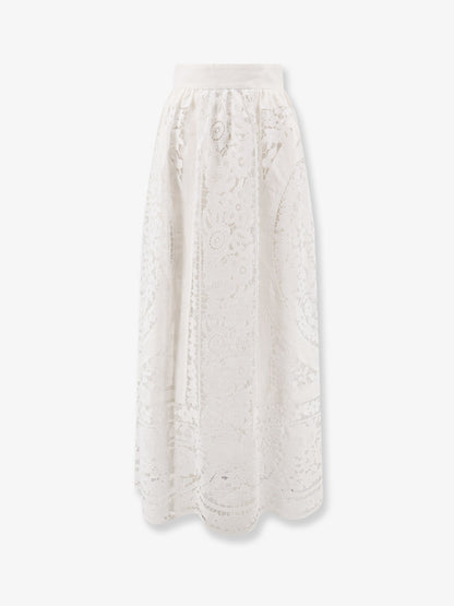 Linen and cotton skirt with laces embroidery thumbnail