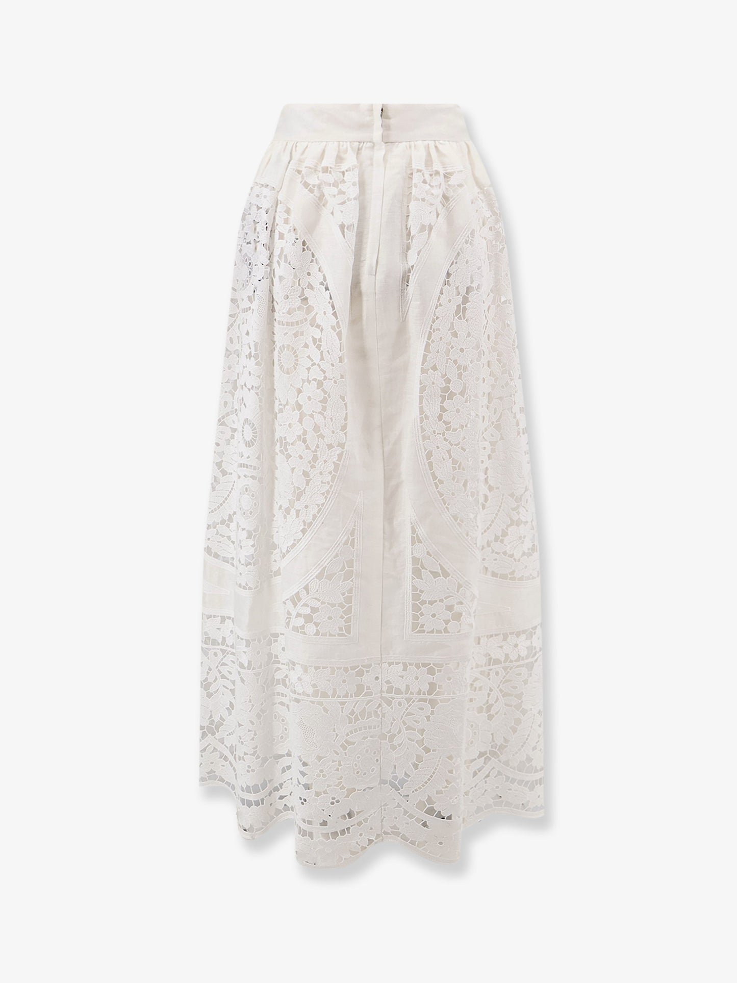 Linen and cotton skirt with laces embroidery