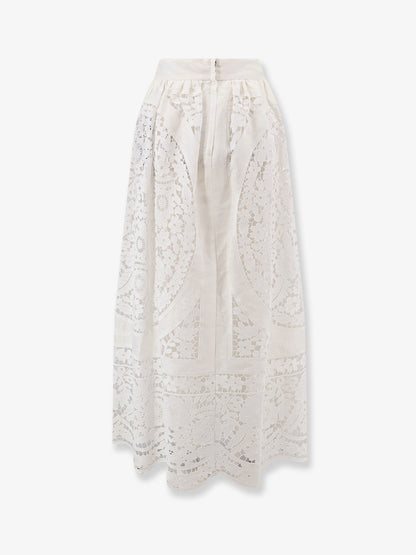 Linen and cotton skirt with laces embroidery thumbnail
