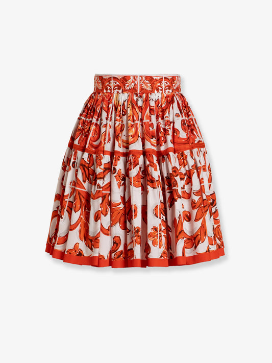 Cotton skirt with Maiolica print
