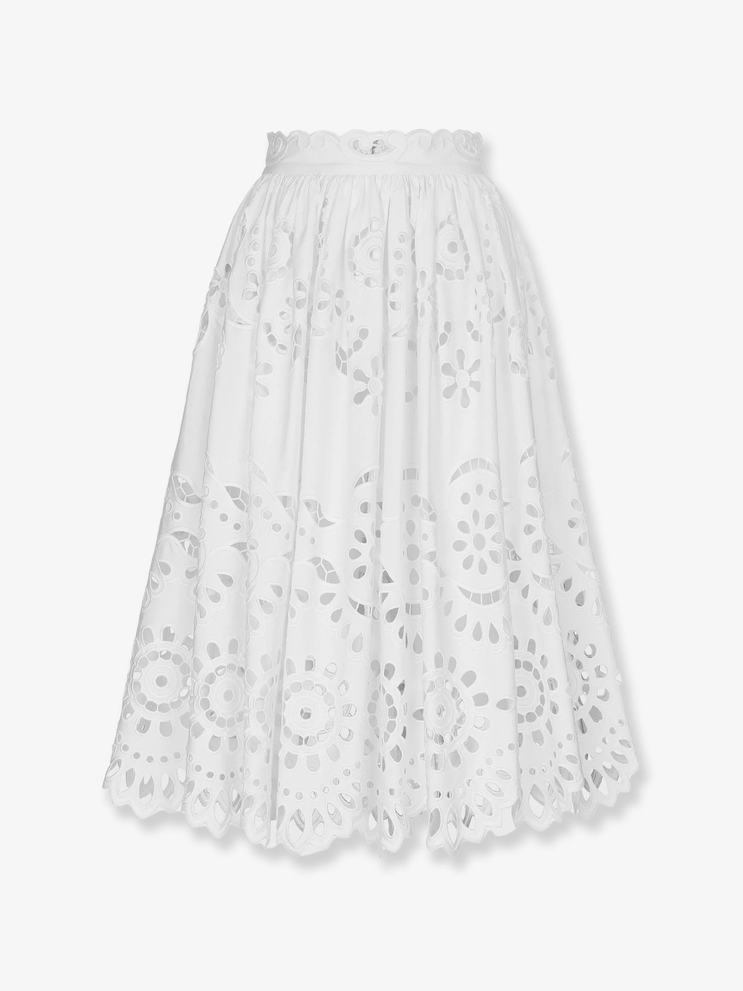 Cotton midi skirt with cut-out details