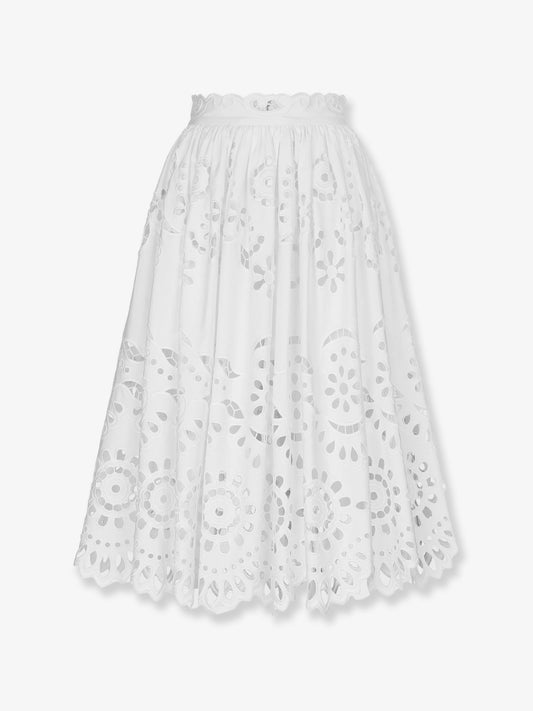 Cotton midi skirt with cut-out details