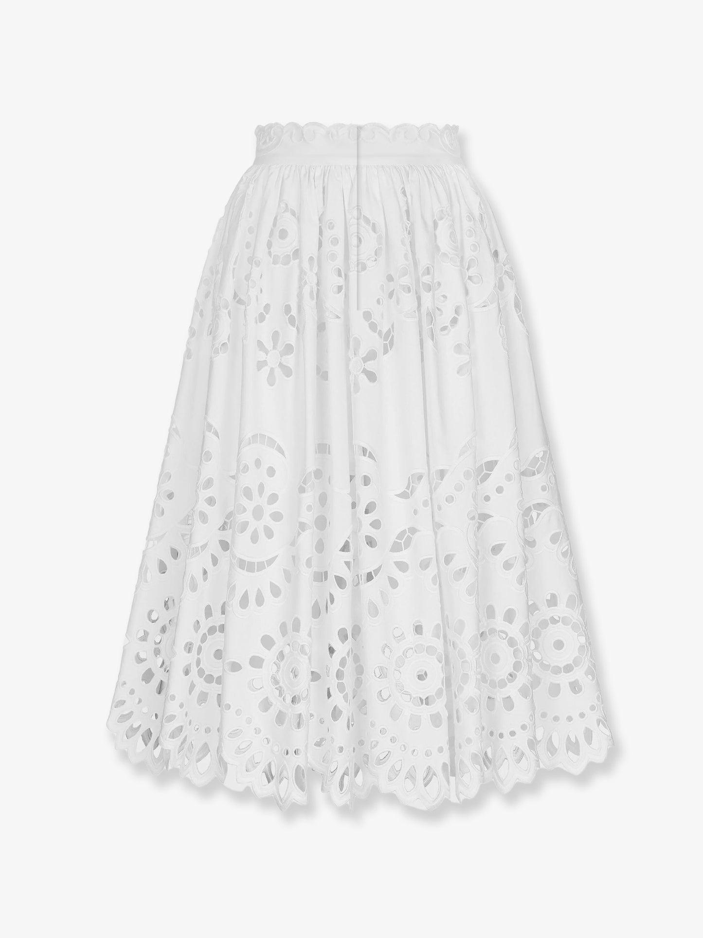 Cotton midi skirt with cut-out details