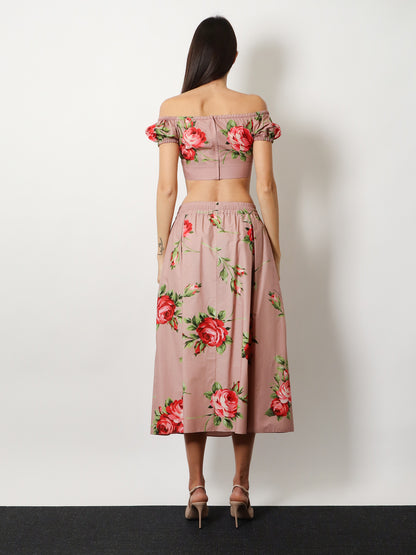 Cotton skirt with iconic print thumbnail