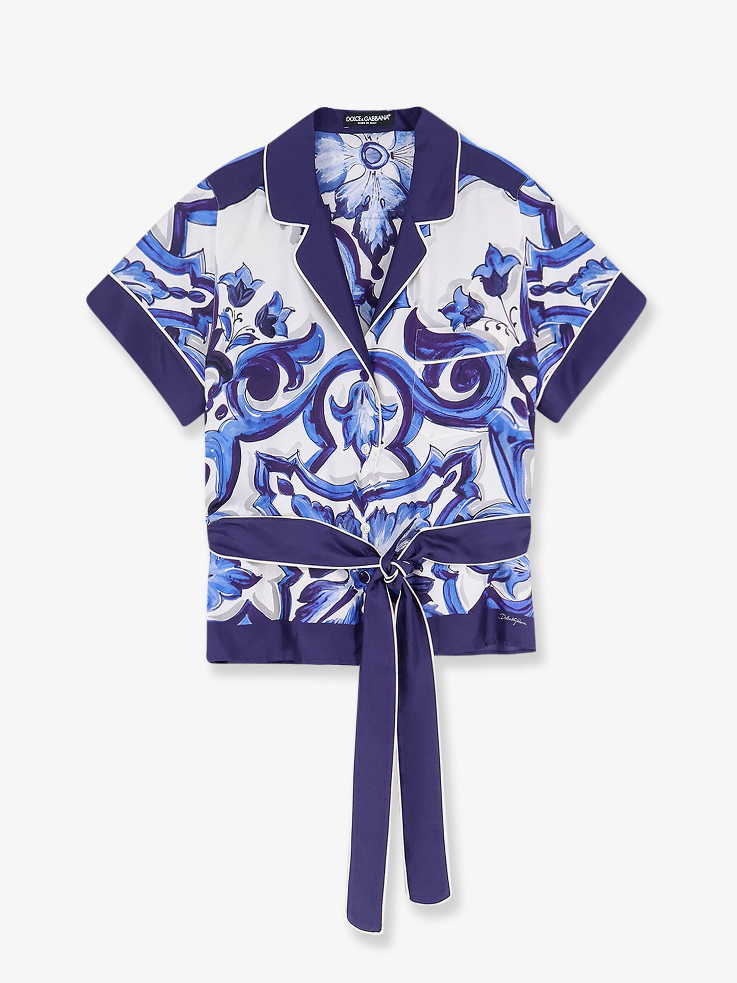 Silk shirt with Maiolica print