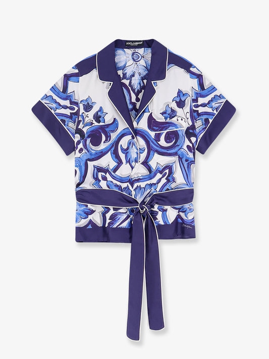 Silk shirt with Maiolica print
