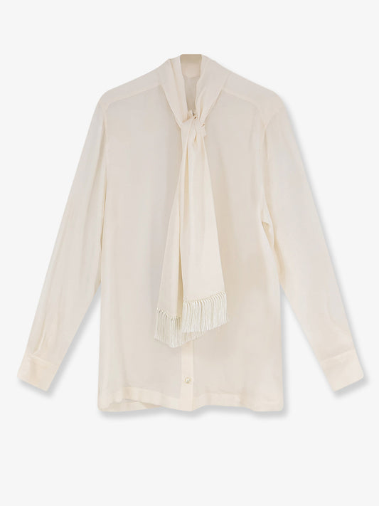 Silk shirt with tie band detail