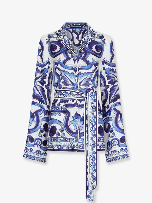 Silk shirt with Maiolica print
