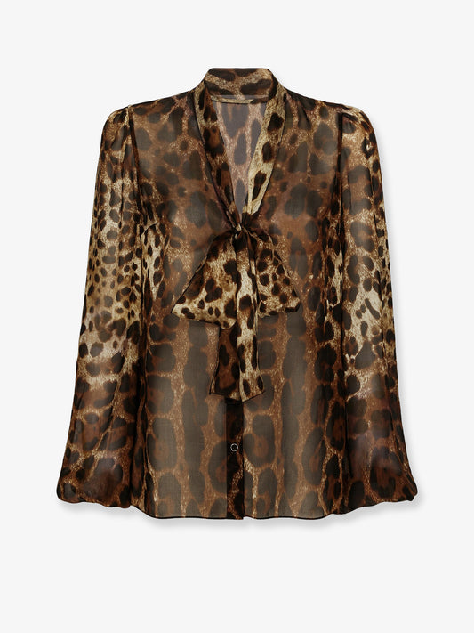 Chiffon shirt with animal print