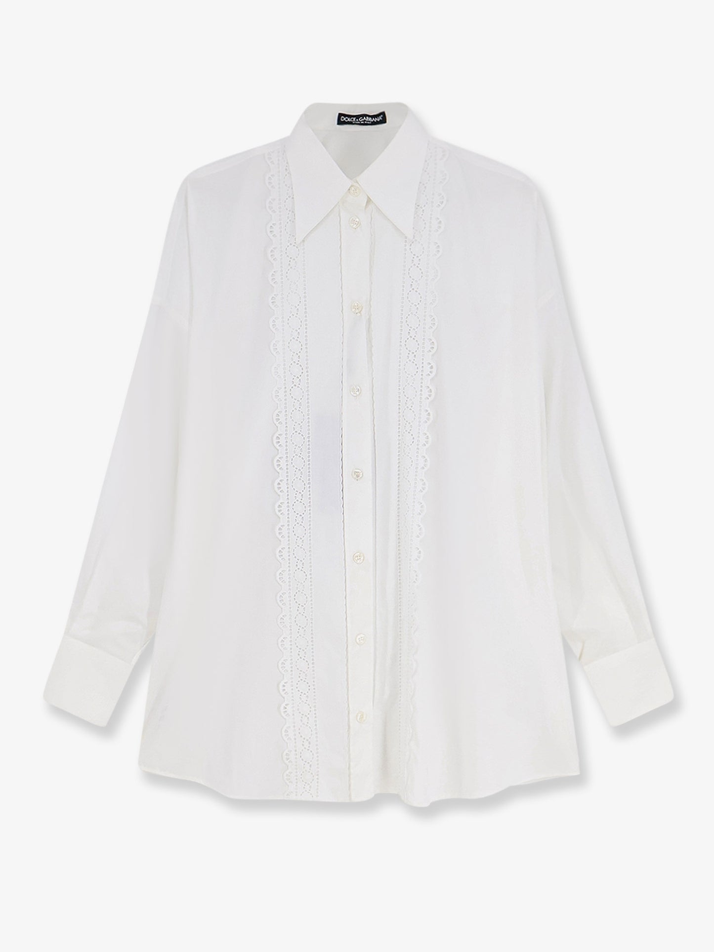 Oversize cotton shirt with laces profiles