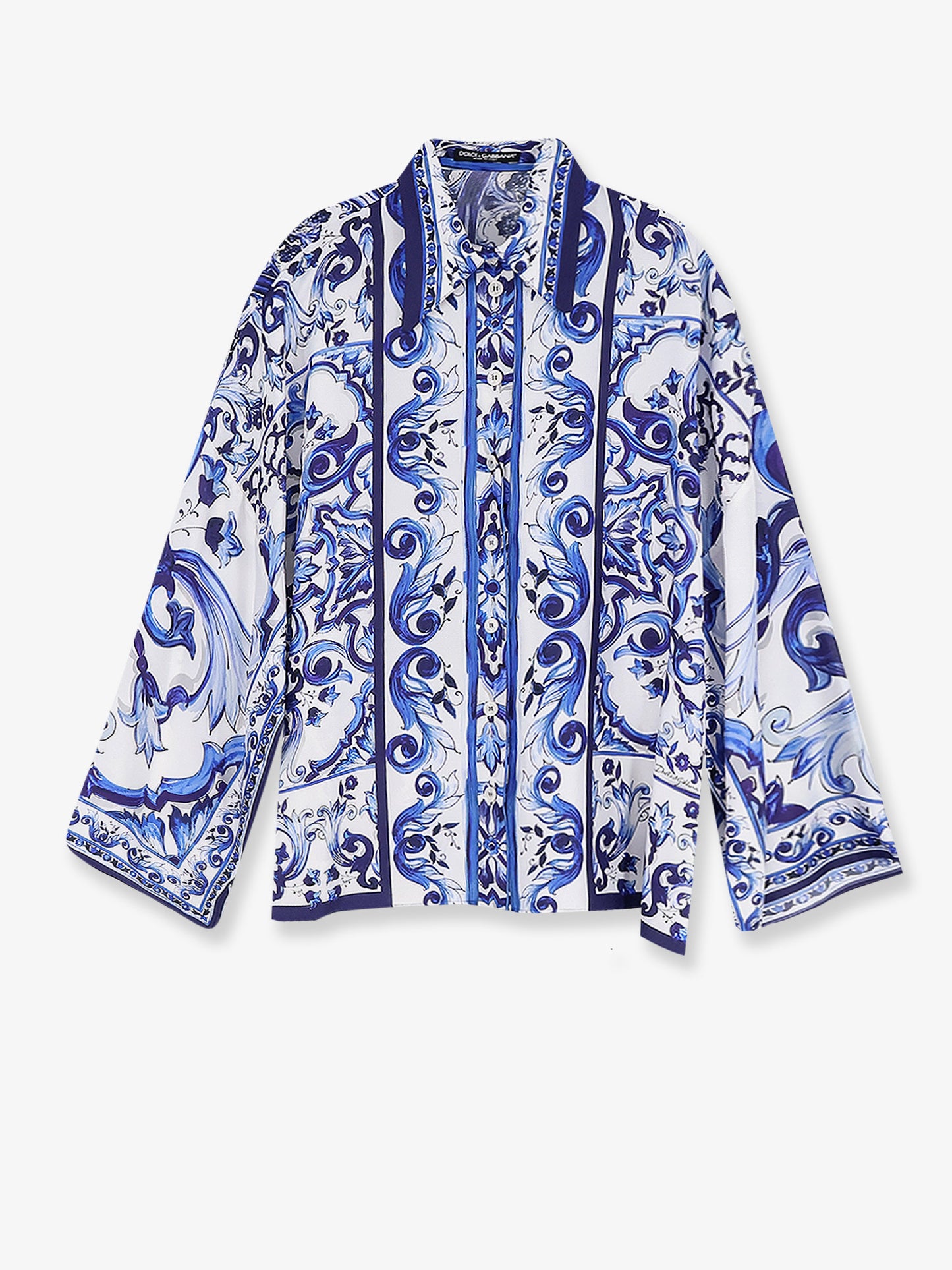 Silk shirt with Maiolica print