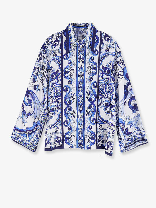 Silk shirt with Maiolica print