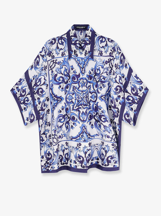 Silk shirt with Maiolica print