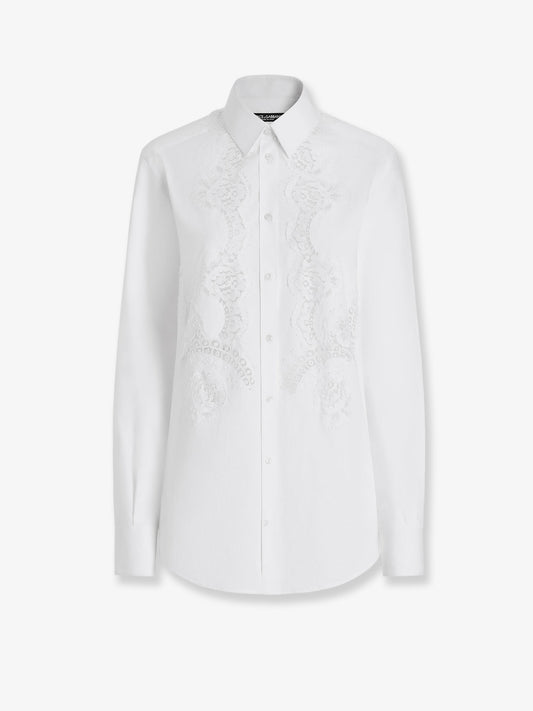 Cotton shirt with floral embroideries