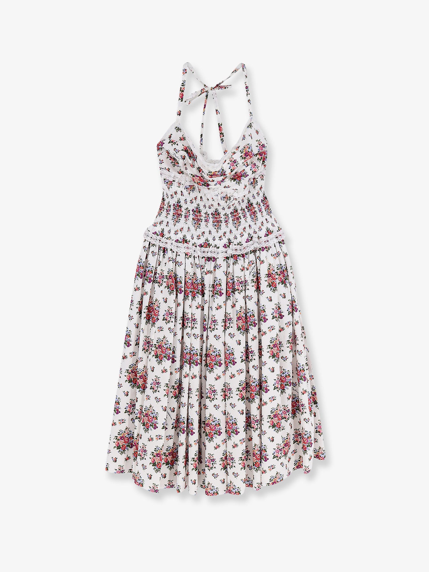 Poplin dress with Mazzolini di Fiori print