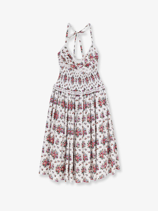Poplin dress with Mazzolini di Fiori print