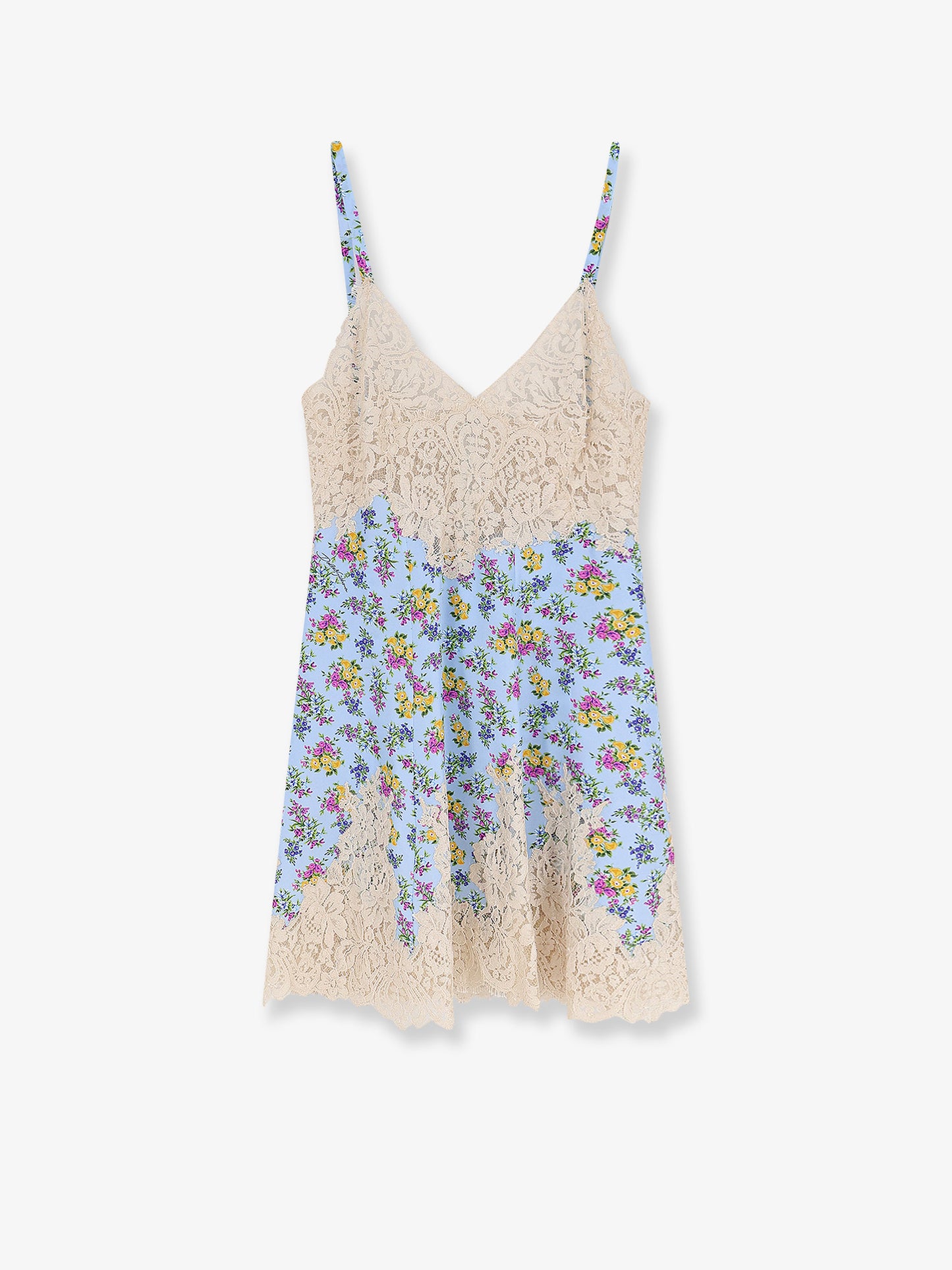 Vestito in misto seta con stampa Mazzolini di fiori