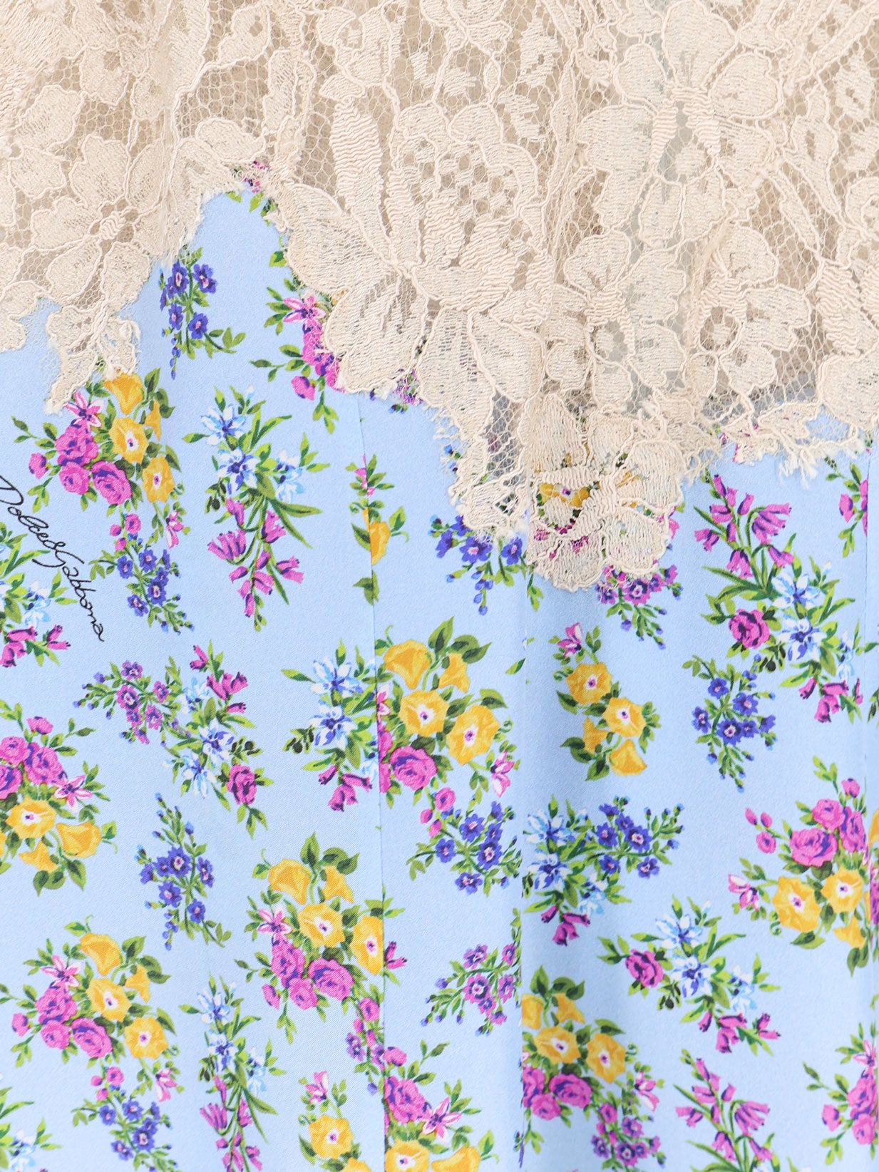 Vestito in misto seta con stampa Mazzolini di fiori