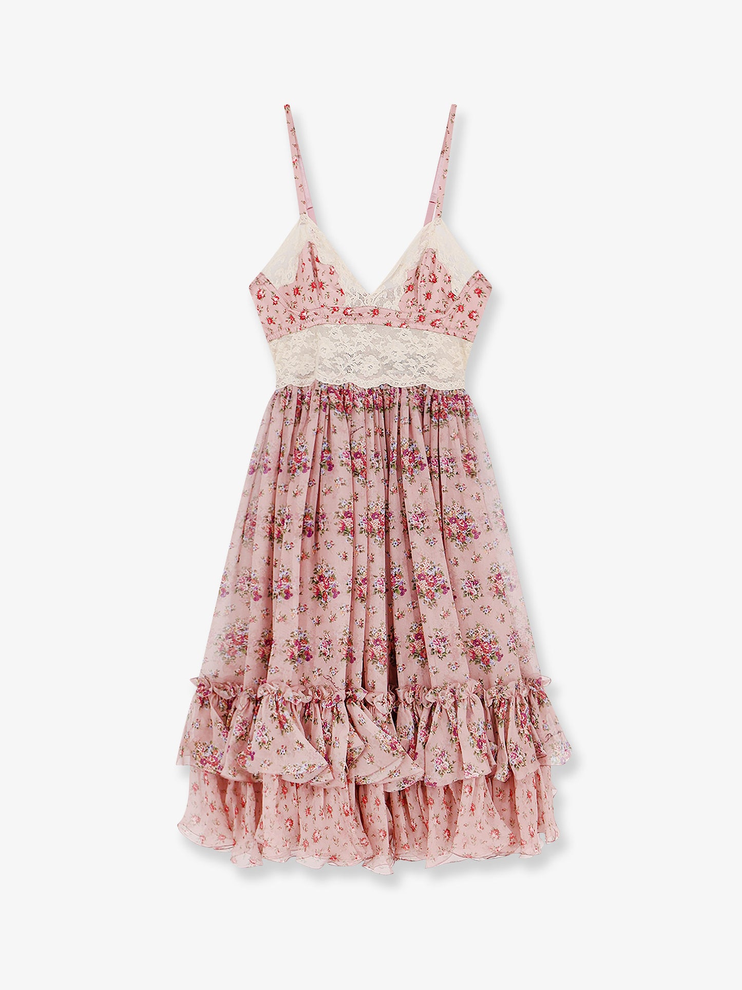 Chiffon dress with a Mazzolini di fiori print