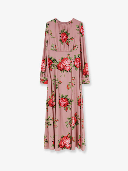 Long silk dress with Bouquet Rose print thumbnail