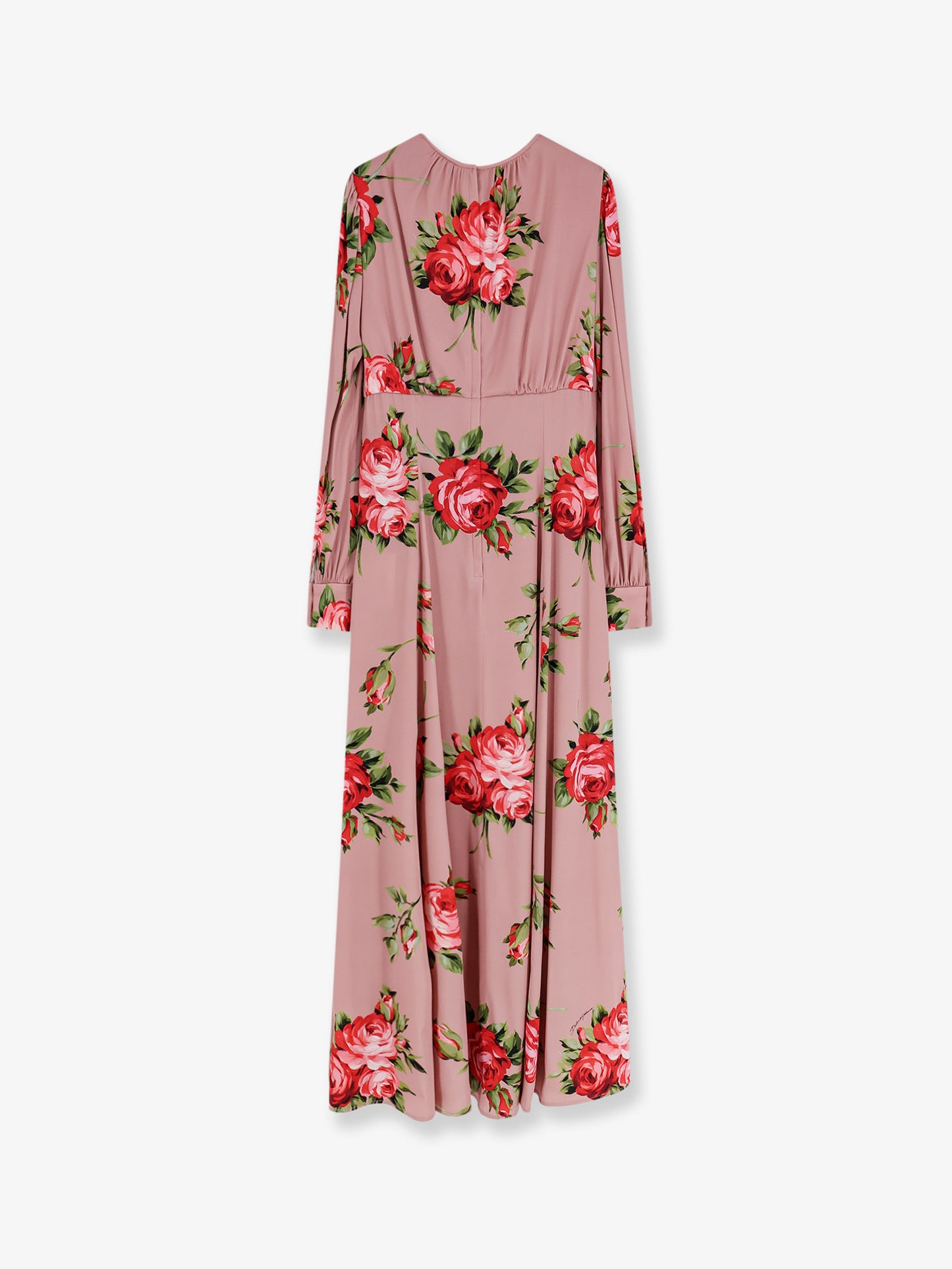 Long silk dress with Bouquet Rose print