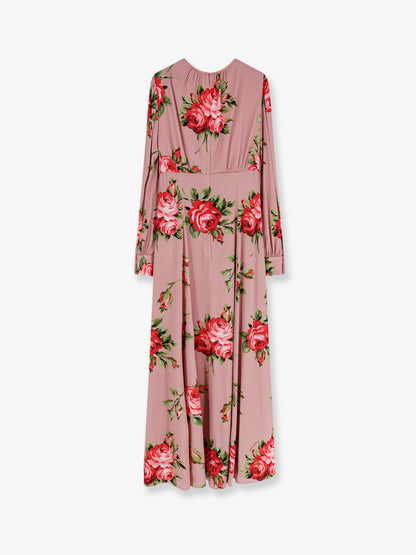 Long silk dress with Bouquet Rose print thumbnail