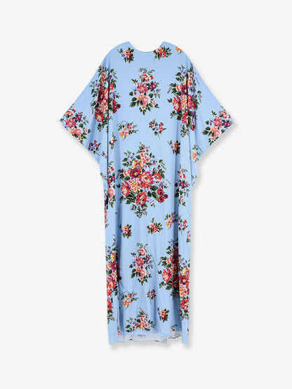 Long charmeuse dress with Mazzo di Fiori print thumbnail