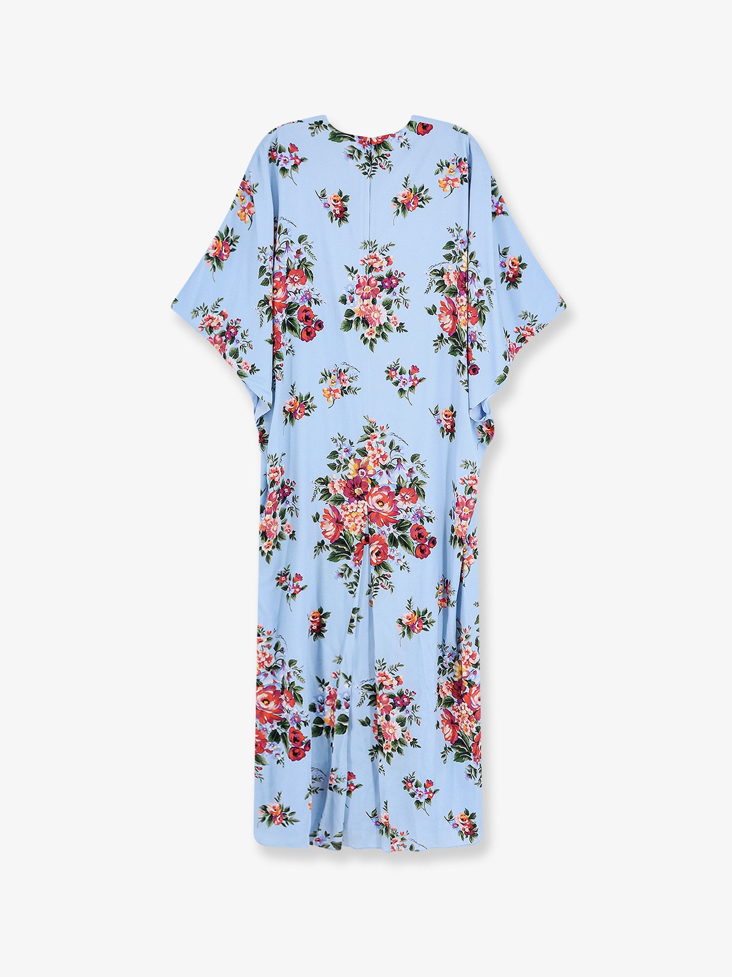Long charmeuse dress with Mazzo di Fiori print