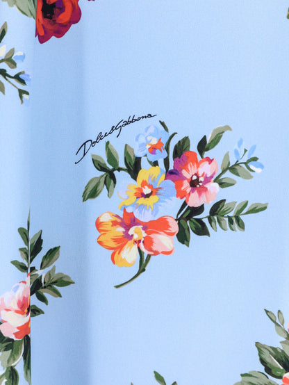 Long charmeuse dress with Mazzo di Fiori print thumbnail