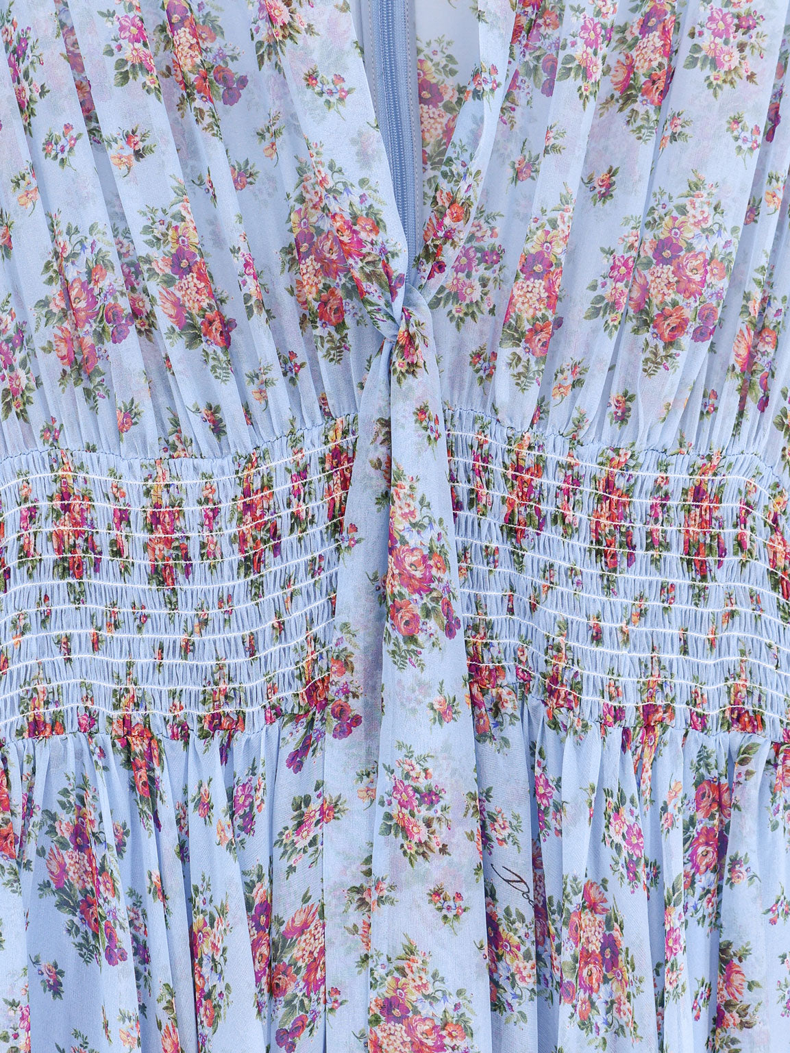 Long chiffon dress with Stampa Mazzo di Fiori print