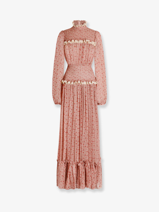 Chiffon dress with Roselline print