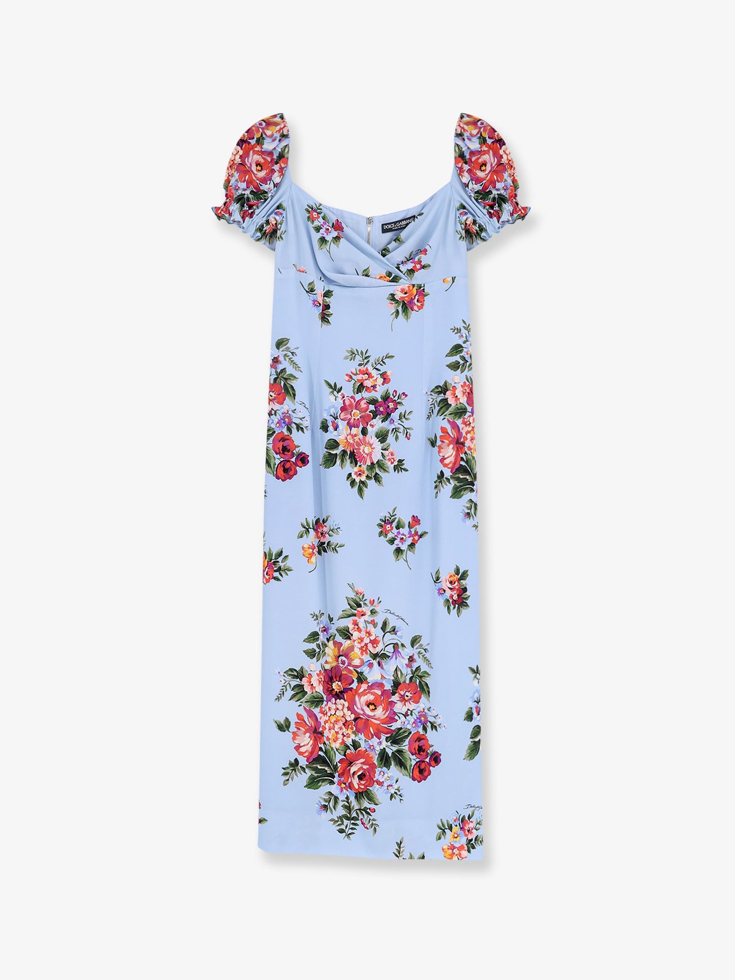 Vestito in seta stretch con stampa Mazzo di Fiori
