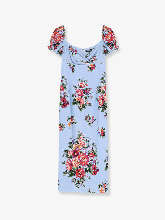 Silk stretch dress with Mazzo di Fiori print