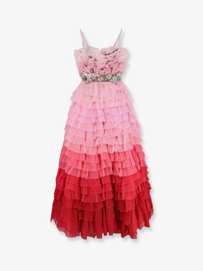 Flounced chiffon long dress thumbnail