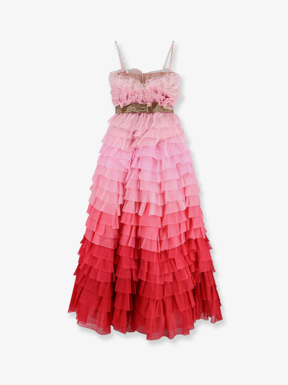 Flounced chiffon long dress thumbnail