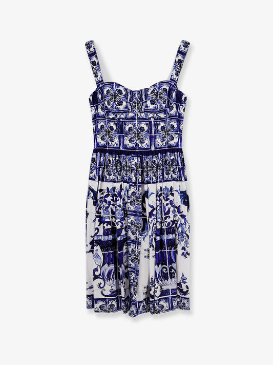 Cotton dress with Maiolica print